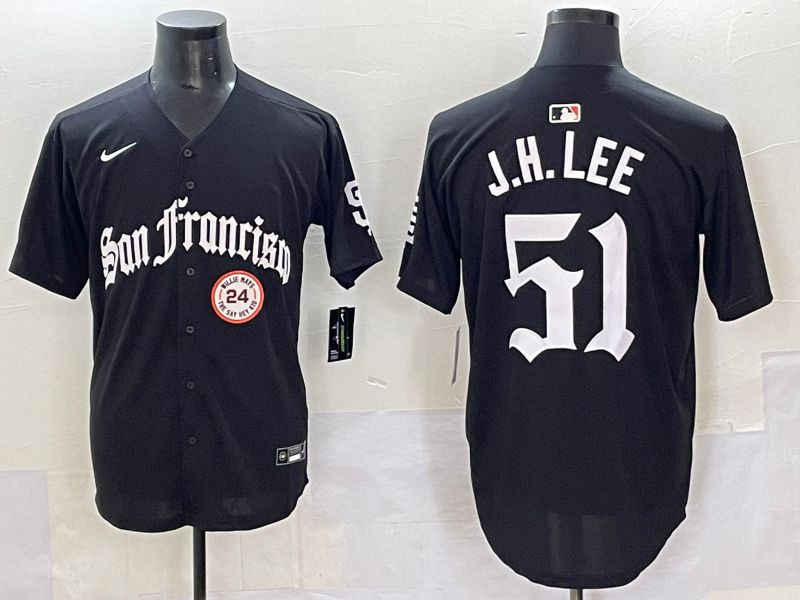Men 2025 San Francisco Giants #51 J.H.Lee Black Five generations Joint Name Nike MLB Jersey style 49